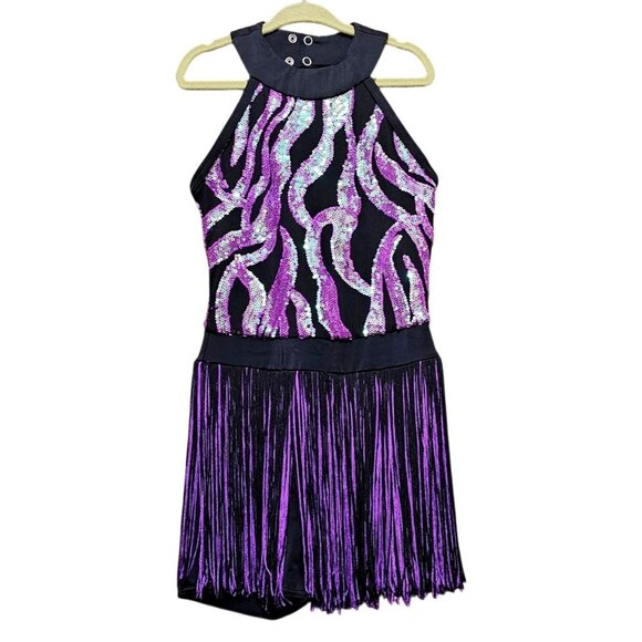 Weissman Purple Sequin & Fringe Dance Costume - Picture 1 of 7